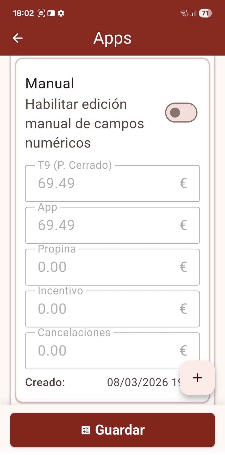 Pantalla de Gestión de apps en APP-TAXI